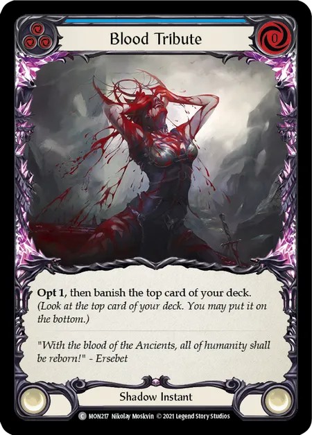 [MON217]Blood Tribute[Common]（Monarch First Edition Shadow NotClassed Instant Blue）【FleshandBlood FaB】