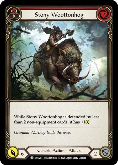 [MON284-Rainbow Foil]Stony Woottonhog[Common]（Monarch First Edition Generic Action Attack Red）【FleshandBlood FaB】
