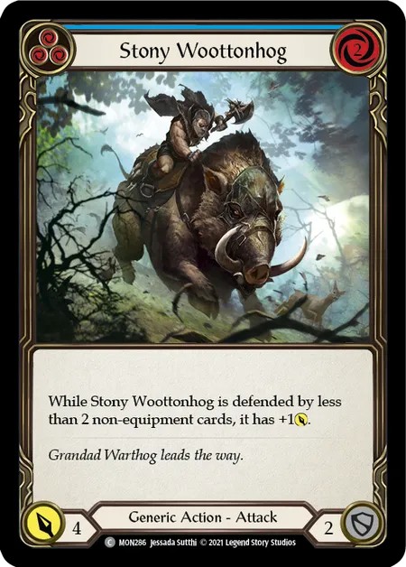[MON286]Stony Woottonhog[Common]（Monarch First Edition Generic Action Attack Blue）【FleshandBlood FaB】