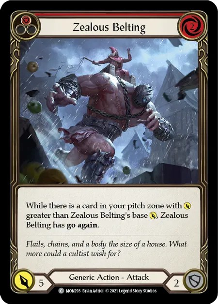 [MON293]Zealous Belting[Common]（Monarch First Edition Generic Action Attack Red）【FleshandBlood FaB】
