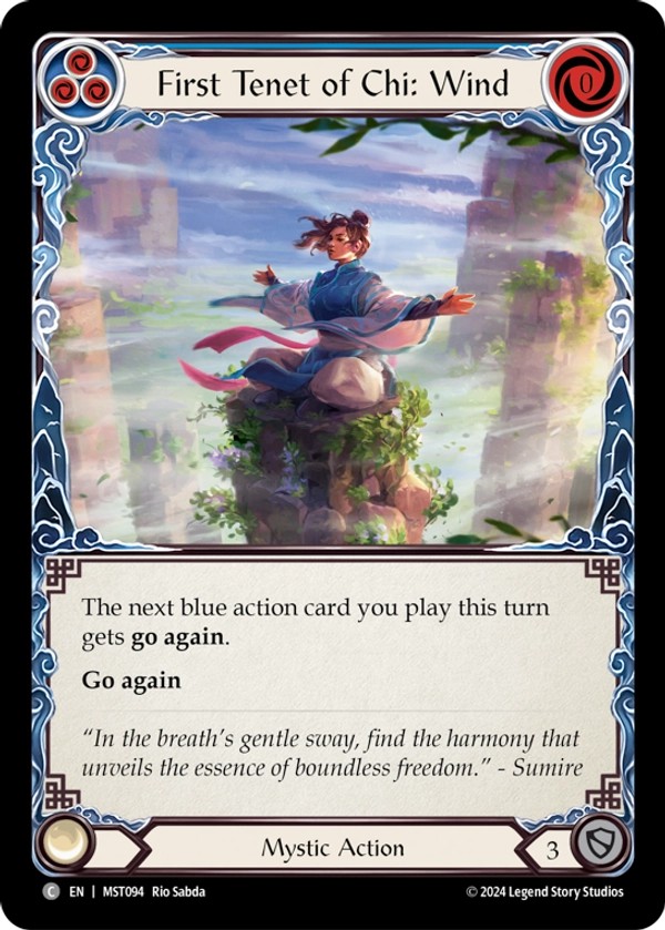 [MST094]気の教義の一：風/First Tenet of Chi: Wind[Common]（ Mystic NotClassed Action Non-Attack Blue）【FleshandBlood FaB】