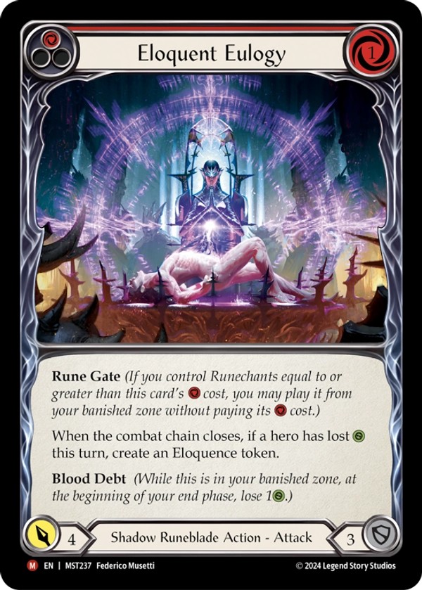 [MST237]雄弁な悼辞/Eloquent Eulogy[Majestic]（ Shadow Runeblade Action Attack Red）【FleshandBlood FaB】