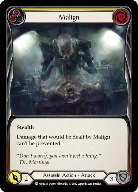 [OUT031]Malign[Common]（Outsiders Assassin Action Attack Yellow）【FleshandBlood FaB】