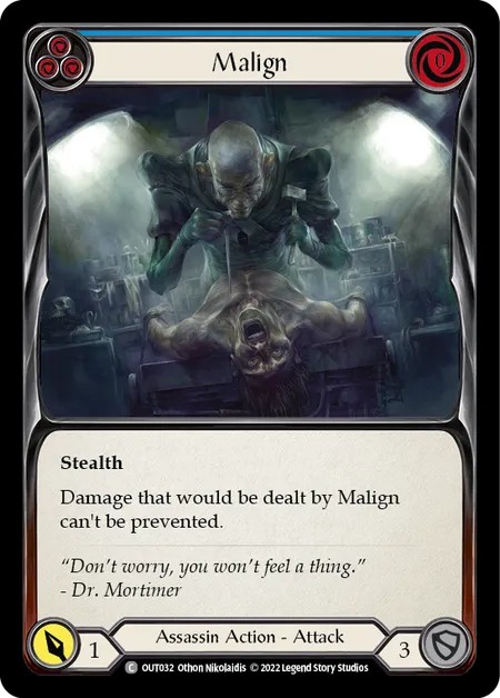 [OUT032]Malign[Common]（Outsiders Assassin Action Attack Blue）【FleshandBlood FaB】