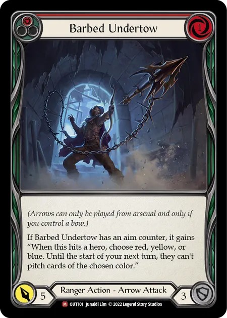 [OUT101]Barbed Undertow[Majestic]（Outsiders Ranger Action Arrow  Attack Red）【FleshandBlood FaB】