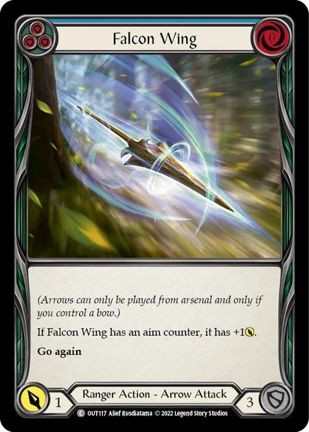 [OUT117]Falcon Wing[Common]（Outsiders Ranger Action Arrow  Attack Blue）【FleshandBlood FaB】