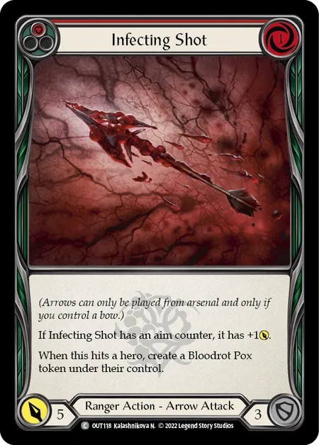 [OUT118]Infecting Shot[Common]（Outsiders Ranger Action Arrow  Attack Red）【FleshandBlood FaB】