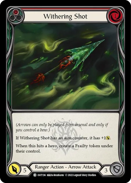 [OUT136]Withering Shot[Common]（Outsiders Ranger Action Arrow  Attack Red）【FleshandBlood FaB】