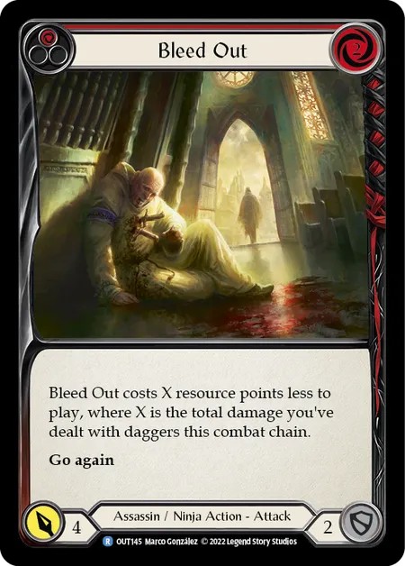 [OUT145-Rainbow Foil]Bleed Out[Rare]（Outsiders Assassin/Ninja Action Attack Red）【FleshandBlood FaB】