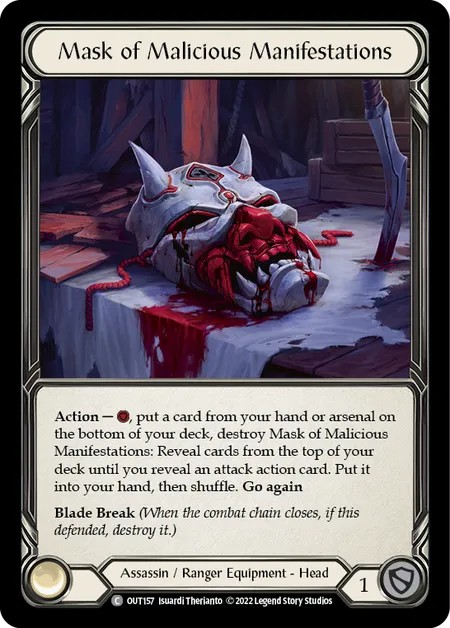 [OUT157-Cold Foil]Mask of Malicious Manifestations[Common]（Outsiders Assassin/Ranger Equipment Head）【FleshandBlood FaB】