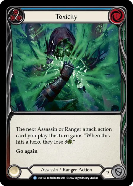 [OUT167-Rainbow Foil]Toxicity[Rare]（Outsiders Assassin/Ranger Action Non-Attack Blue）【FleshandBlood FaB】