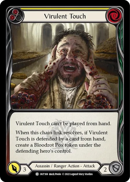 [OUT169]Virulent Touch[Common]（Outsiders Assassin/Ranger Action Attack Yellow）【FleshandBlood FaB】
