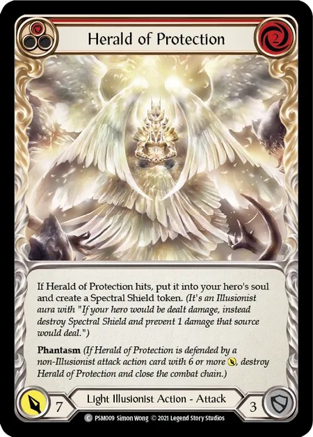 [PSM009]Herald of Protection[Common]（Blitz Deck Light Illusionist Action Attack Red）【FleshandBlood FaB】
