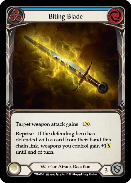173724[U-WTR143]Sharpen Steel[Common]（Welcome to Rathe Unlimited Edition Warrior Action Non-Attack Blue）【FleshandBlood FaB】