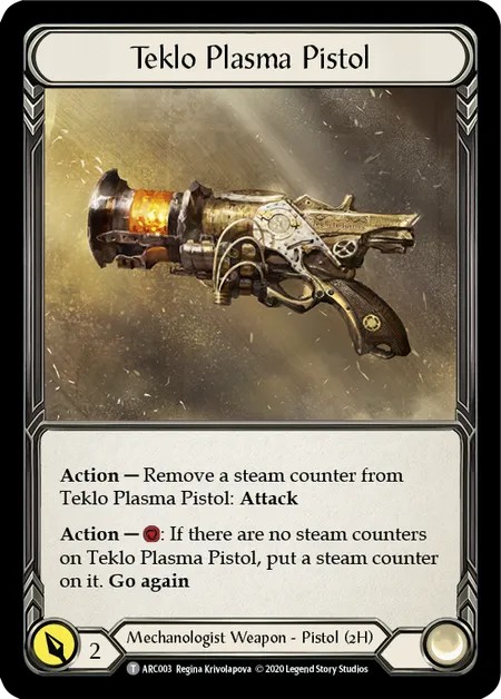 [U-ARC003]Teklo Plasma Pistol[Tokens]（Arcane Rising Unlimited Edition Mechanologist Weapon 2H Pistol）【FleshandBlood FaB】
