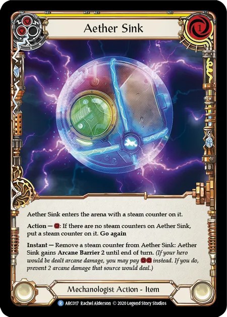 [U-ARC017]Aether Sink[Rare]（Arcane Rising Unlimited Edition Mechanologist Action Item Non-Attack Yellow）【FleshandBlood FaB】