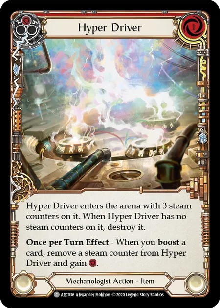[U-ARC036-Rainbow Foil]Hyper Driver[Common]（Arcane Rising Unlimited Edition Mechanologist Action Item Non-Attack Red）【FleshandBlood FaB】