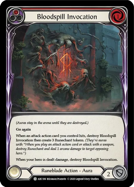 [U-ARC106]Bloodspill Invocation[Common]（Arcane Rising Unlimited Edition Runeblade Action Non-Attack Red）【FleshandBlood FaB】