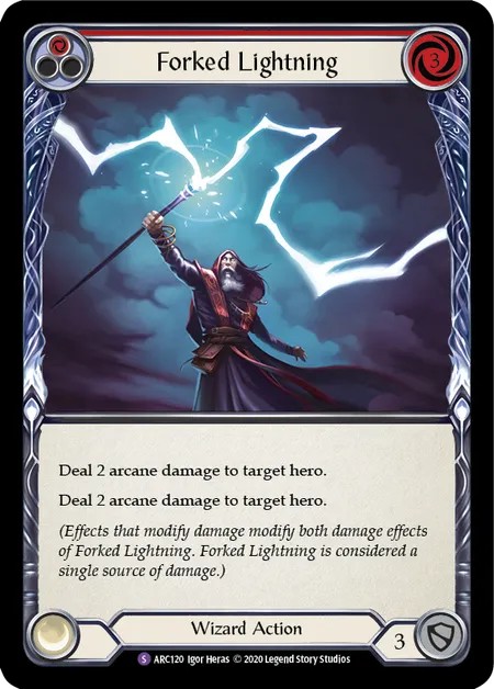 [U-ARC120]Forked Lightning[Super Rare]（Arcane Rising Unlimited Edition Wizard Action Non-Attack Red）【FleshandBlood FaB】
