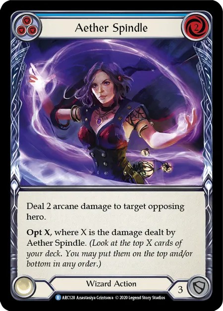 [U-ARC128]Aether Spindle[Rare]（Arcane Rising Unlimited Edition Wizard Action Non-Attack Blue）【FleshandBlood FaB】