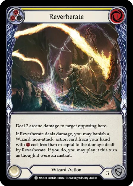 [U-ARC139-Rainbow Foil]Reverberate[Common]（Arcane Rising Unlimited Edition Wizard Action Non-Attack Yellow）【FleshandBlood FaB】