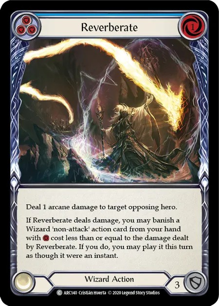 [U-ARC140]Reverberate[Common]（Arcane Rising Unlimited Edition Wizard Action Non-Attack Blue）【FleshandBlood FaB】