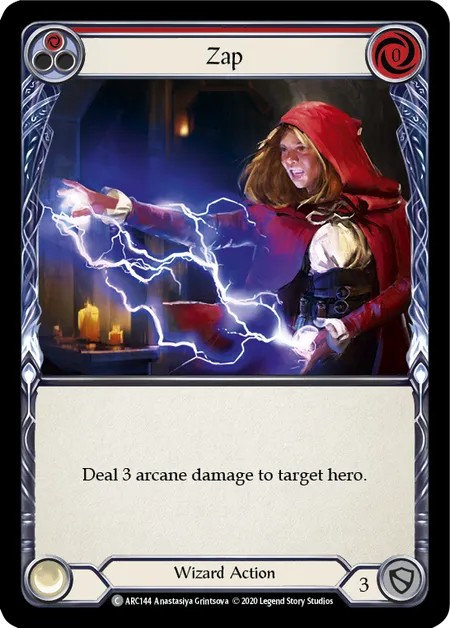 [U-ARC144-Rainbow Foil]Zap[Common]（Arcane Rising Unlimited Edition Wizard Action Non-Attack Red）【FleshandBlood FaB】