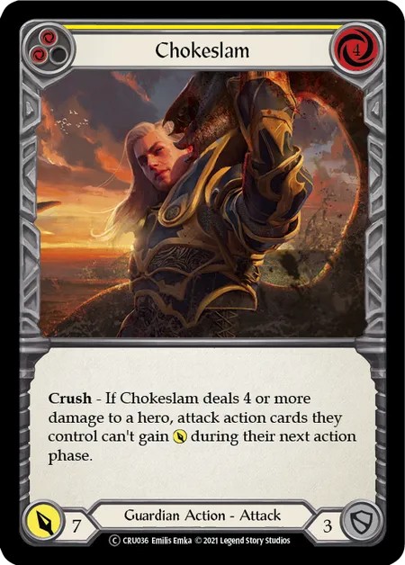 [U-CRU036]Chokeslam[Common]（Crucible of War Unlimited Edition Guardian Action Attack Yellow）【FleshandBlood FaB】