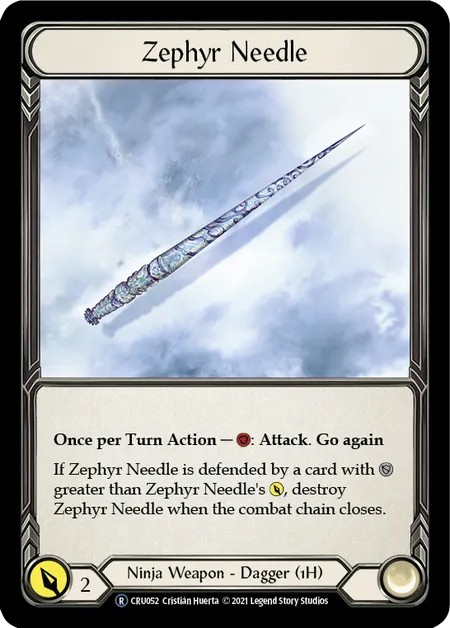 [U-CRU052]Zephyr Needle[Rare]（Crucible of War Unlimited Edition Ninja Weapon 1H Dagger）【FleshandBlood FaB】