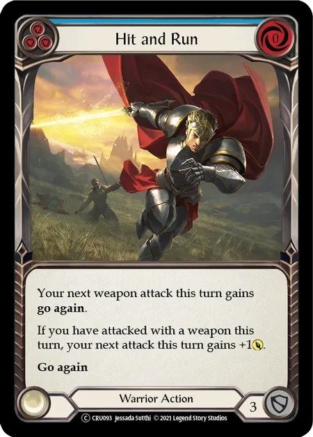 [U-CRU093]Hit and Run[Common]（Crucible of War Unlimited Edition Warrior Action Non-Attack Blue）【FleshandBlood FaB】