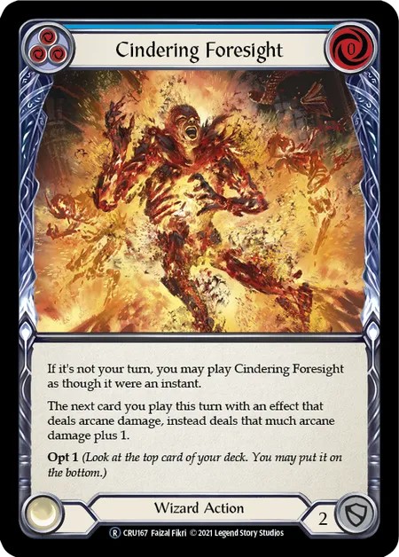 [U-CRU167]Cindering Foresight[Rare]（Crucible of War Unlimited Edition Wizard Action Non-Attack Blue）【FleshandBlood FaB】