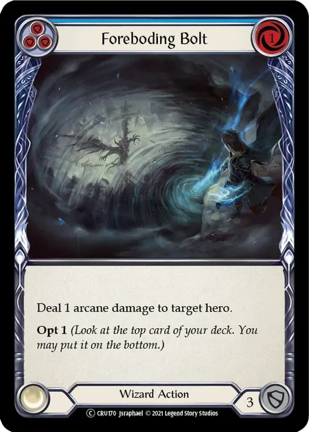 [U-CRU170]Foreboding Bolt[Common]（Crucible of War Unlimited Edition Wizard Action Non-Attack Blue）【FleshandBlood FaB】