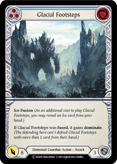 [U-ELE018-Rainbow Foil]Glacial Footsteps[Common]（Tales of Aria Unlimited Edition Elemental Guardian Action Attack Blue）【FleshandBlood FaB】