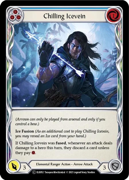 [U-ELE052]Chilling Icevein[Common]（Tales of Aria Unlimited Edition Elemental Ranger Action Arrow Attack Blue）【FleshandBlood FaB】