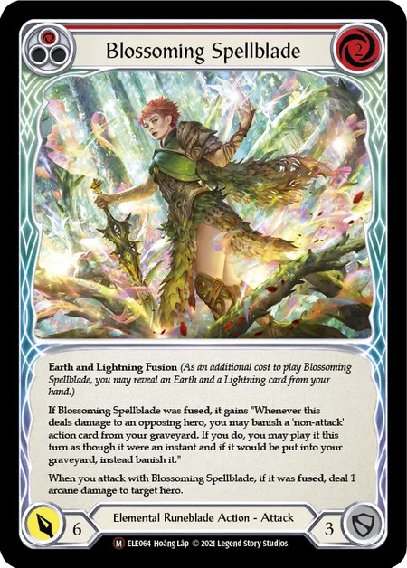 [U-ELE064-Rainbow Foil]Blossoming Spellblade[Majestic]（Tales of Aria Unlimited Edition Elemental Runeblade Action Attack Red）【FleshandBlood FaB】
