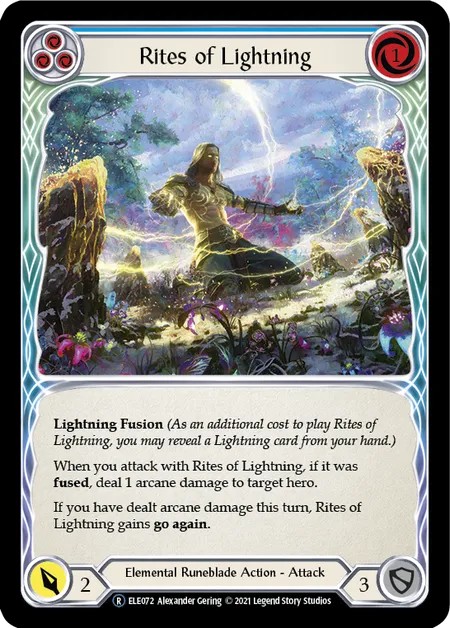 [U-ELE072-Rainbow Foil]Rites of Lightning[Rare]（Tales of Aria Unlimited Edition Elemental Runeblade Action Attack Blue）【FleshandBlood FaB】