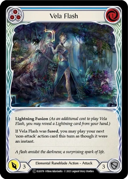 [U-ELE078-Rainbow Foil]Vela Flash[Common]（Tales of Aria Unlimited Edition Elemental Runeblade Action Attack Blue）【FleshandBlood FaB】