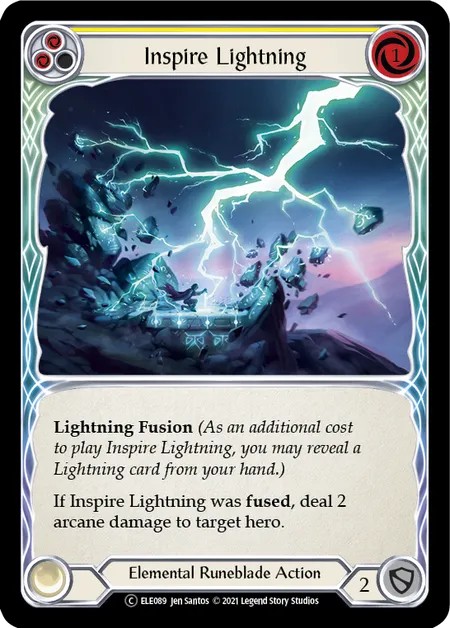 [U-ELE089-Rainbow Foil]Inspire Lightning[Common]（Tales of Aria Unlimited Edition Elemental Runeblade Action Non-Attack Yellow）【FleshandBlood FaB】
