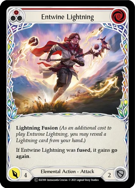 [U-ELE100-Rainbow Foil]Entwine Lightning[Common]（Tales of Aria Unlimited Edition Elemental NotClassed Action Attack Red）【FleshandBlood FaB】