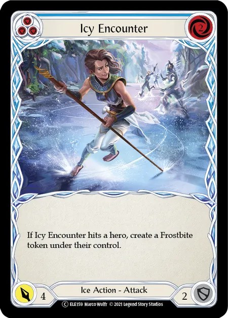[U-ELE159-Rainbow Foil]Icy Encounter[Common]（Tales of Aria Unlimited Edition Ice NotClassed Action Attack Blue）【FleshandBlood FaB】