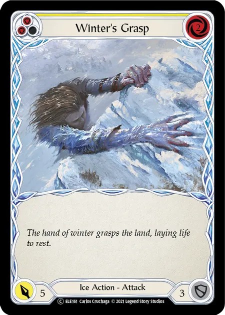 [U-ELE161-Rainbow Foil]Winter’s Grasp[Common]（Tales of Aria Unlimited Edition Ice NotClassed Action Attack Yellow）【FleshandBlood FaB】
