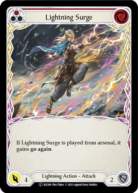 [U-ELE189-Rainbow Foil]Lightning Surge[Common]（Tales of Aria Unlimited Edition Lightning NotClassed Action Attack Red）【FleshandBlood FaB】