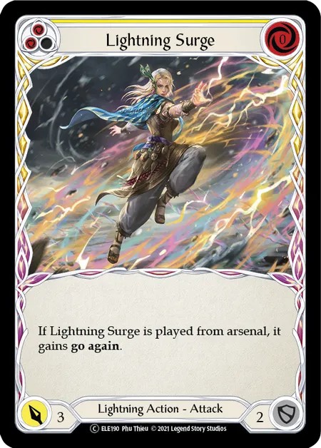 [U-ELE190-Rainbow Foil]Lightning Surge[Common]（Tales of Aria Unlimited Edition Lightning NotClassed Action Attack Yellow）【FleshandBlood FaB】