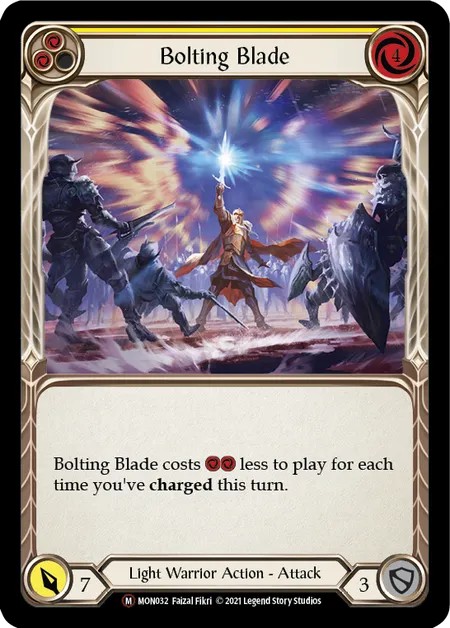 [U-MON032]Bolting Blade[Majestic]（Monarch Unlimited Edition Light Warrior Action Attack Yellow）【FleshandBlood FaB】