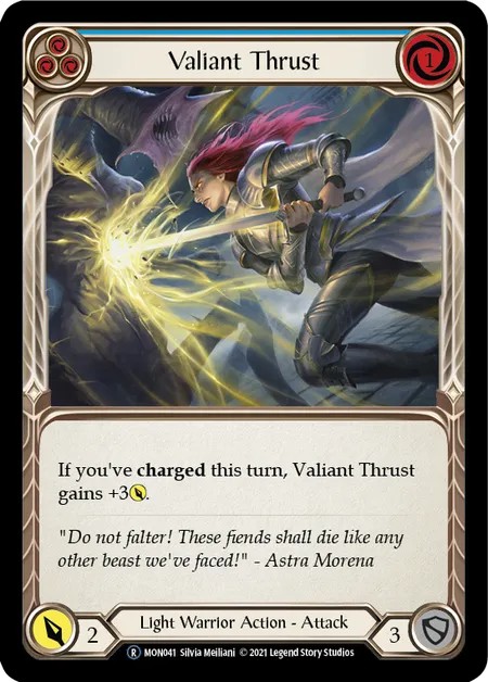 [U-MON041]Valiant Thrust[Rare]（Monarch Unlimited Edition Light Warrior Action Attack Blue）【FleshandBlood FaB】