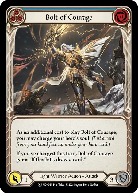 [U-MON044]Bolt of Courage[Common]（Monarch Unlimited Edition Light Warrior Action Attack Blue）【FleshandBlood FaB】