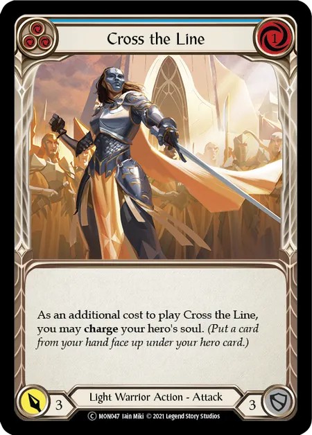 [U-MON047]Cross the Line[Common]（Monarch Unlimited Edition Light Warrior Action Attack Blue）【FleshandBlood FaB】