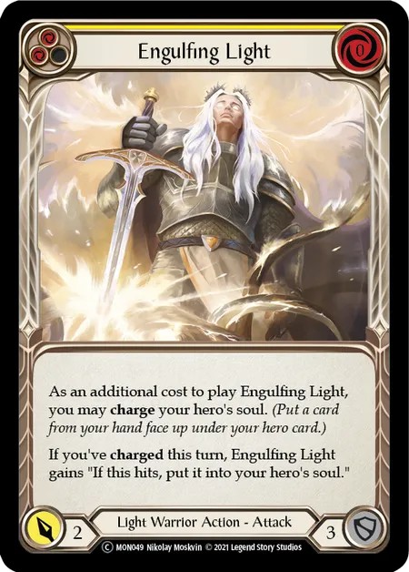 [U-MON049]Engulfing Light[Common]（Monarch Unlimited Edition Light Warrior Action Attack Yellow）【FleshandBlood FaB】