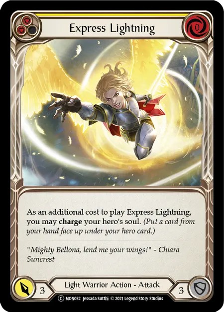 [U-MON052-Rainbow Foil]Express Lightning[Common]（Monarch Unlimited Edition Light Warrior Action Attack Yellow）【FleshandBlood FaB】