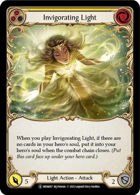 [U-MON067]Invigorating Light[Rare]（Monarch Unlimited Edition Light NotClassed Action Attack Yellow）【FleshandBlood FaB】